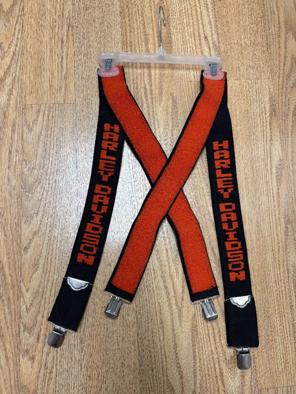 Harley-Davidson Men's Elastic Suspenders Orange Black Embroidered Branding